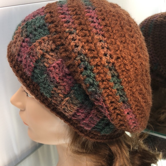 Slouchy hat winter hat boho handmade crochet #305 - Picture 3 of 4